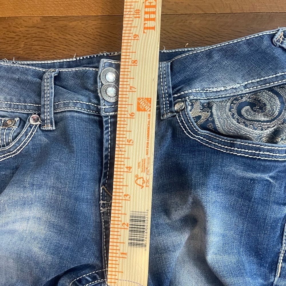 Wallflower Upcycled Bell Bottom Boho Jeans Sz3 Unique Handcrafted Paisley Design - Picture 13 of 15